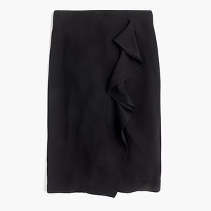 NWT J. Crew 365 Crepe Black Ruffle Pencil Skirt